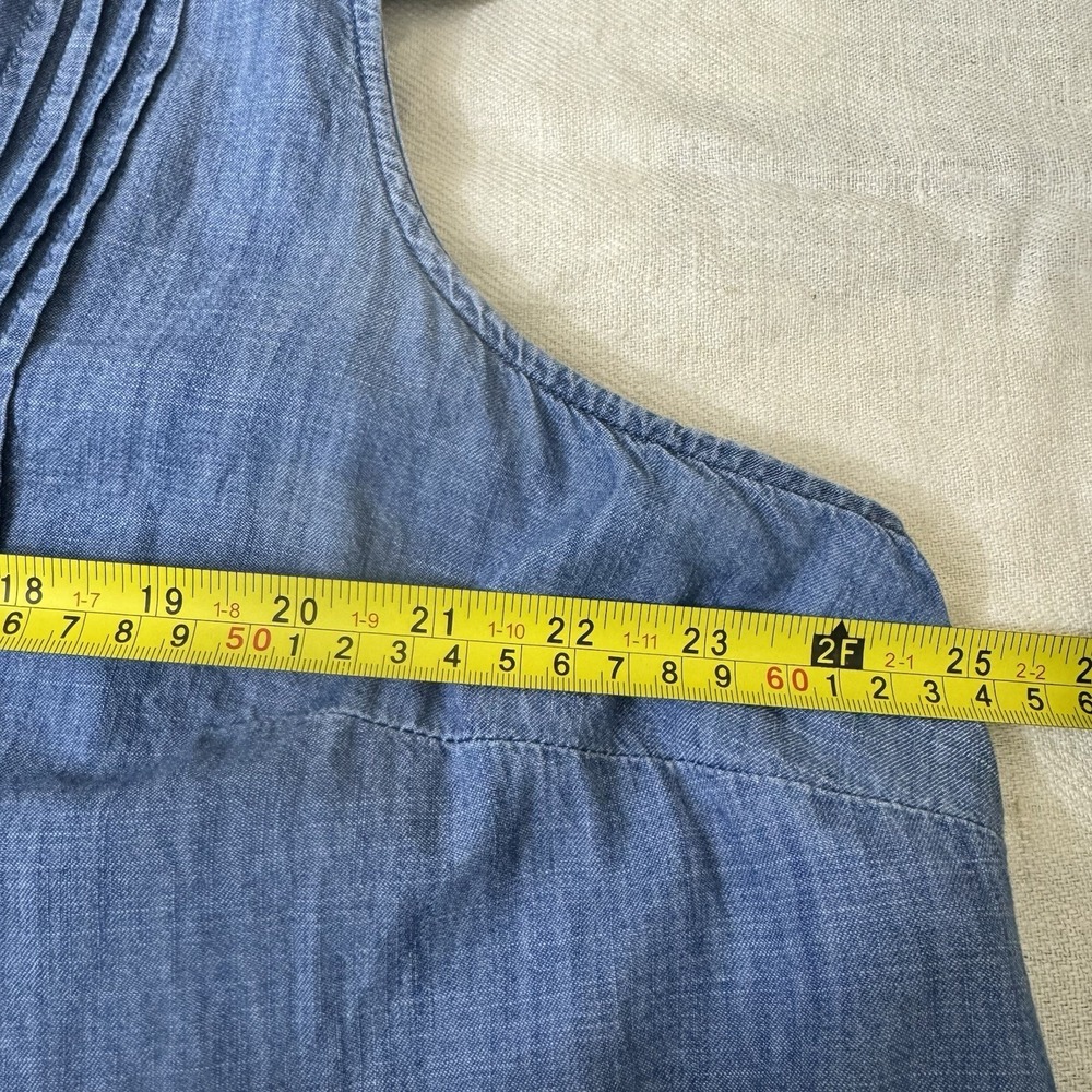 Sonoma Chambray Shirt Dress Womens Size 2X Blue 100% Cotton Pockets Lagenlook - Picture 9 of 10
